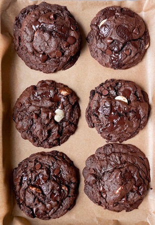 Triple Chocolate Chip Cookies.